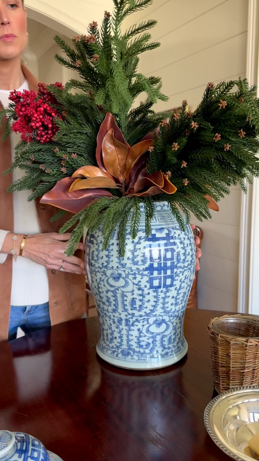 My jar was thrifted but I've linked some similar options. For reference my jar is 17inches tall. I used 6 cedar stems, 2 magnolia, and 1 red berry. 

#LTKHoliday #LTKStyleTip #LTKSeasonal