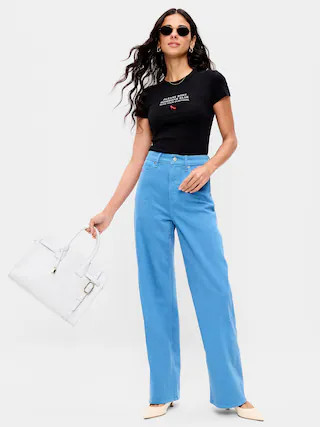 Old Navy x The Devil Wears Prada Extra High-Waisted Cerulean Wide-Leg Jeans | Old Navy (US)