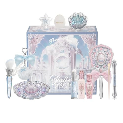 Flower Knows Shell’s Jewel 13-Piece Makeup Gift Box Set,Lip Gloss×2+Blush×1+ Eyeshadow Palette×1+Highlighter×3+Hand Mirror×1+Hair Clip×1+Mini Powder Puff×1+Blush Brush×1+Eyeshadow Brush×1+Gift Box×1 | Amazon (US)