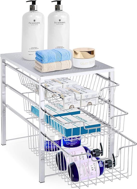 Simple Trending 3-Tier Under Sink Cabinet Organizer with Sliding Storage Drawer, Desktop Organize... | Amazon (US)