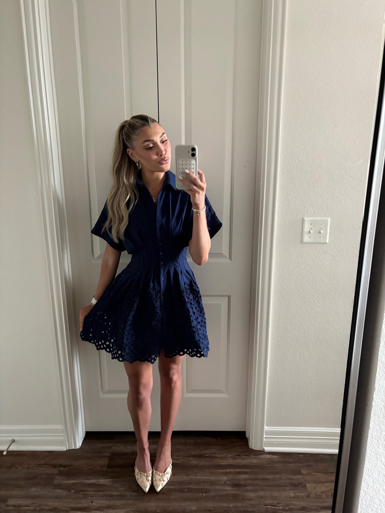 My outfit for work today! This cinched front button dress is so incredibly flattering. Perfect for work, summer brunches & more 🤍✨☺️ Wearing an XXS!

#LTKStyleTip #LTKShoeCrush