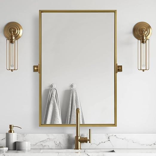 MOON MIRROR Gold Pivot Mirror, 22x30 Gold Mirror for Bathroom, Modern Titling Vanity Mirror with ... | Amazon (US)