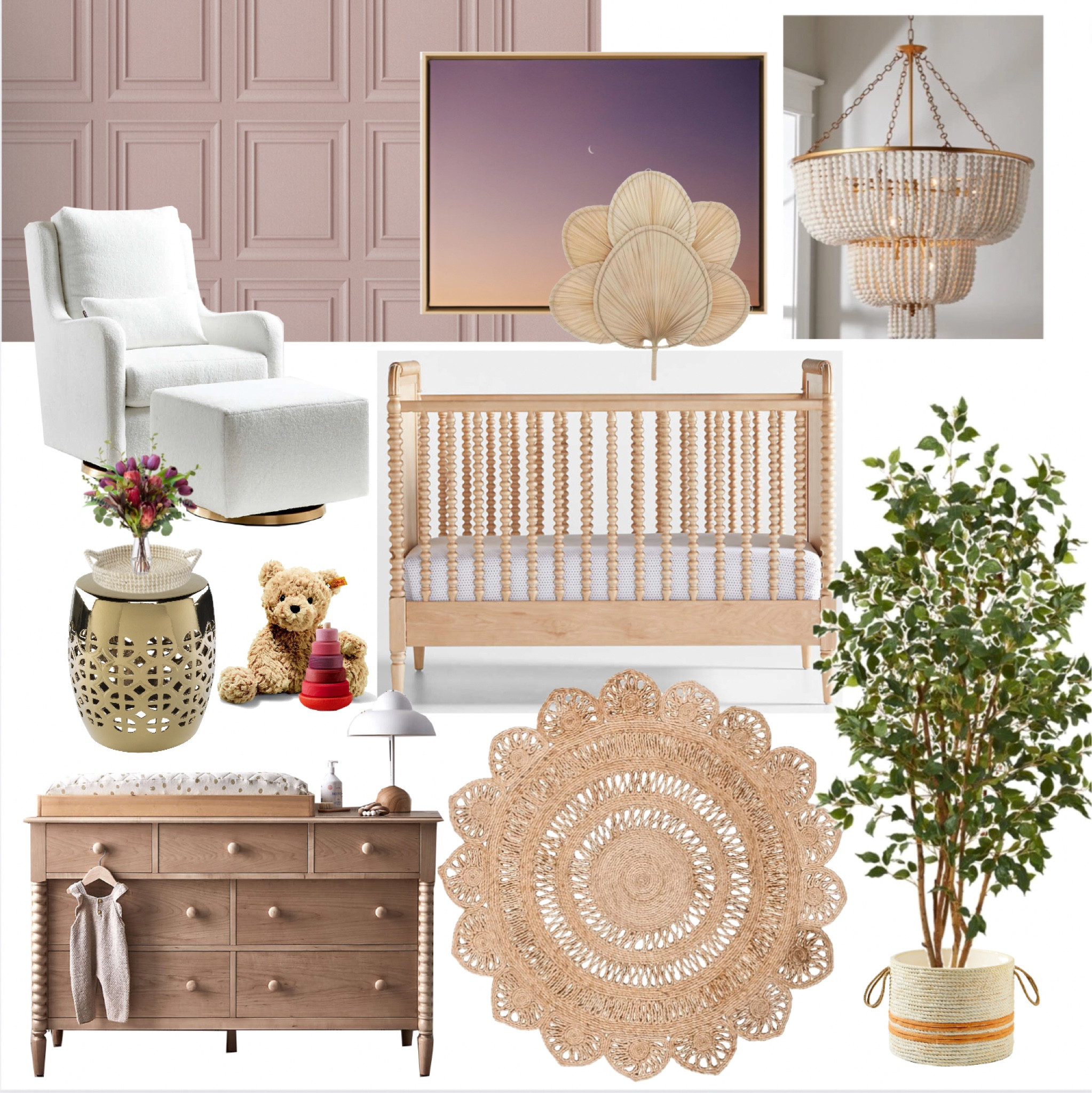 A Boho inspired scheme is defined by an eclectic mix of varying styles, making it ever-changing and unique.
Bohemian style traditionally has an earthy, rustic nature, using humble materials. That doesn't always lend itself to a luxurious look, but by switching out a few key textures, patterns and finishes, you can adapt your style to create a more glamorous bedroom idea for your little one.

#nursery #nurserydesign #interiordesign #luxury #luxurynursery #luxurylifestyle  #nurserydecor #nurseryfurniture #baby #babyroom #babynursery #expecting #bohonursery #bohokidsroom #babyontheway #girlnursery #blushnursery #mothehood #parentingtips 

#LTKfamily #LTKkids #LTKbaby