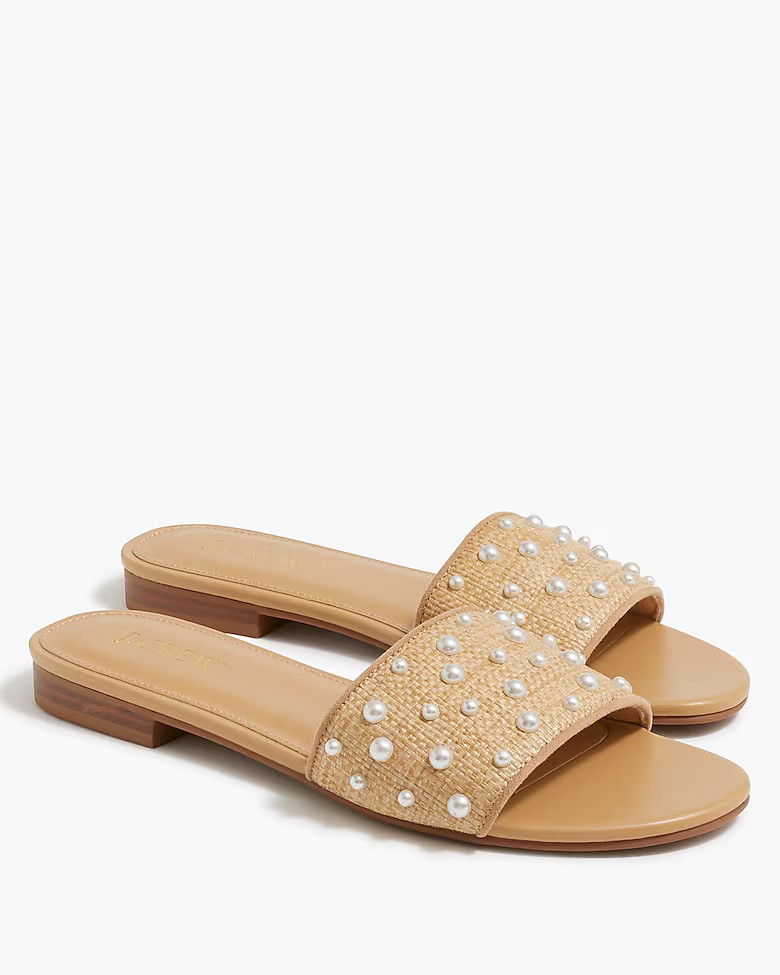 Woven pearl slide sandals | J.Crew Factory