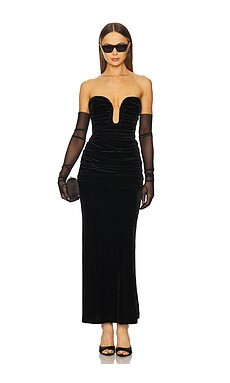 Bardot Elvira Velvet Maxi Dress in Black from Revolve.com | Revolve Clothing (Global)