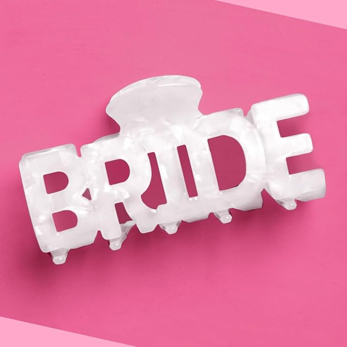 xo, Fetti Bride Claw Clip, White Marble Bachelorette Bridal Shower Gift | Amazon (US)