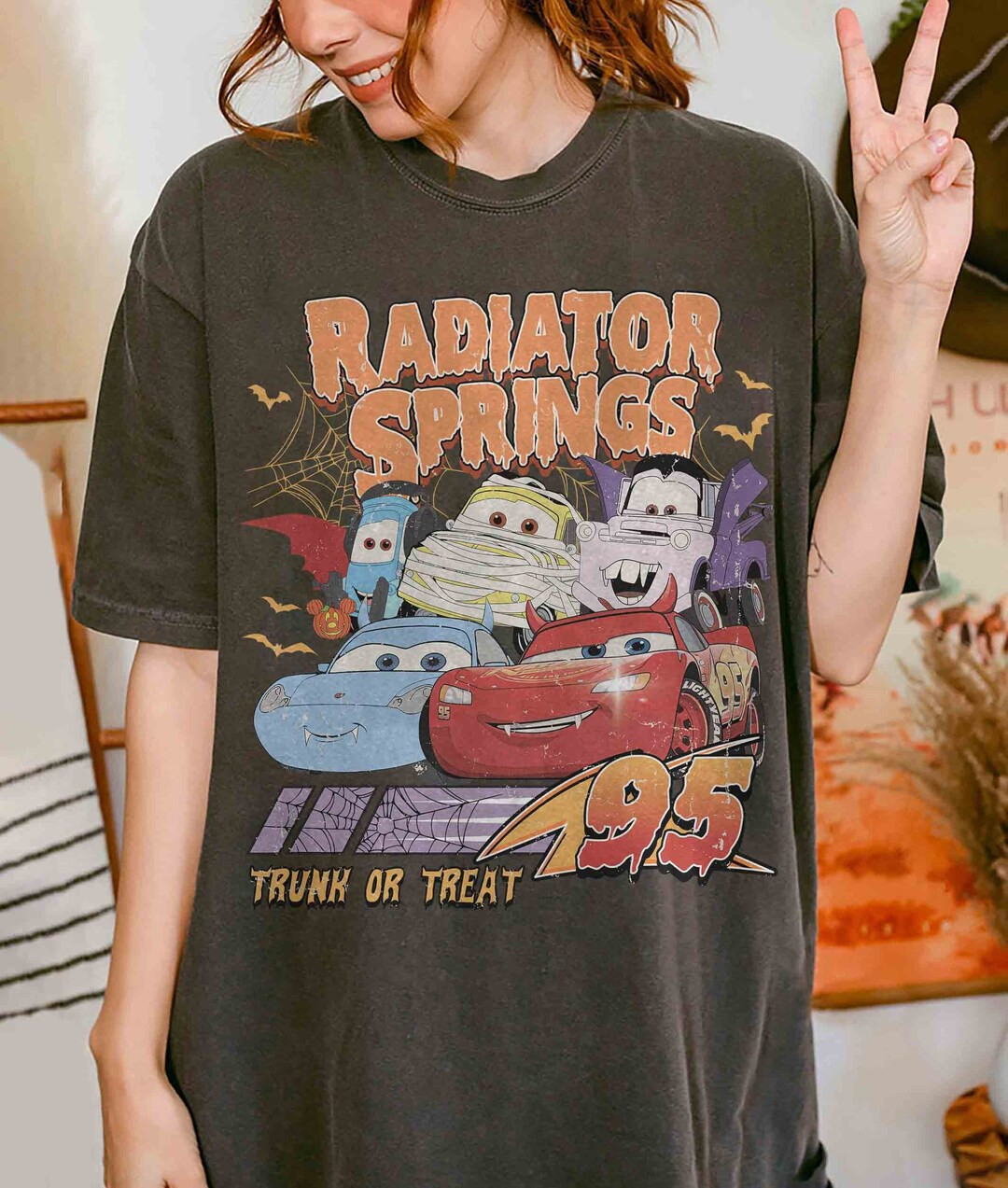 Retro Radiator Springs Cars Movie Halloween Shirt, Lightning Mcqueen Halloween Shirt, Disney Hall... | Etsy (US)