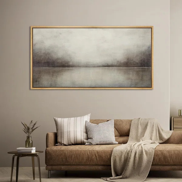 Minimal Landscape Tranquil Neutral Abstract Landscape Retro Moody Extra Large Framed Art Home Dec... | Wayfair North America
