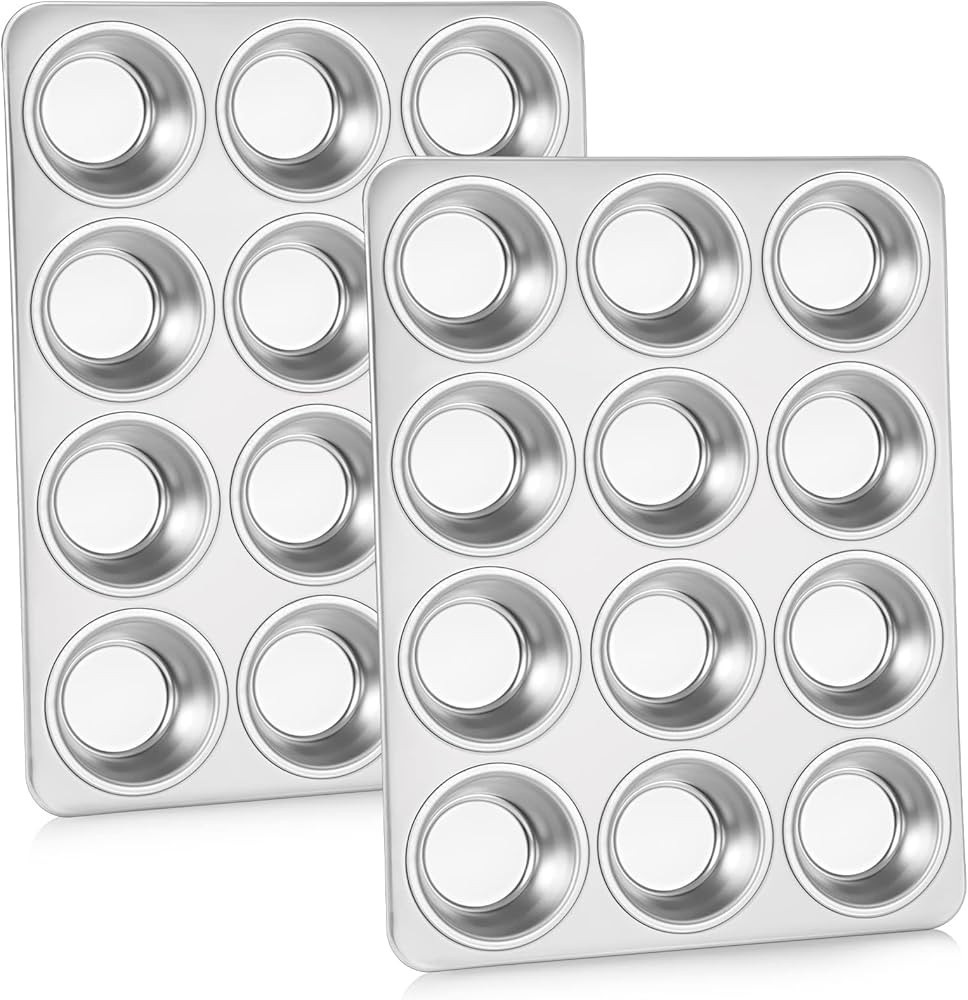 P&P CHEF Muffin Pan Cupcake Baking Pan Set, Stainless Steel Muffin Tin Tray for Mini Cake Tart Qu... | Amazon (US)