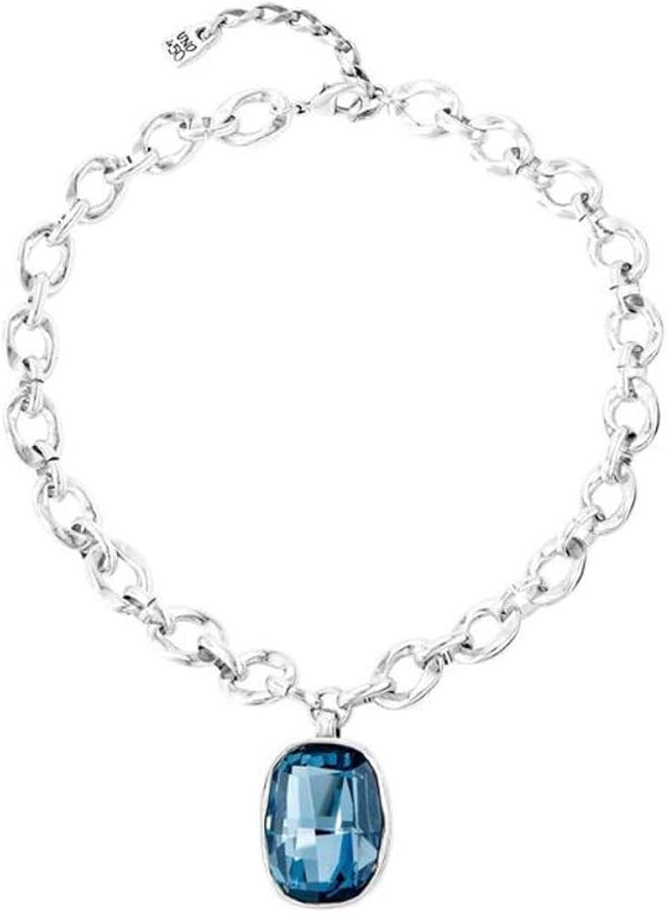 UNOde50 LIGHT IT UP Short Necklace, Denim Blue Swarovski Crystal, Sterling Silver-Plated | Amazon (US)
