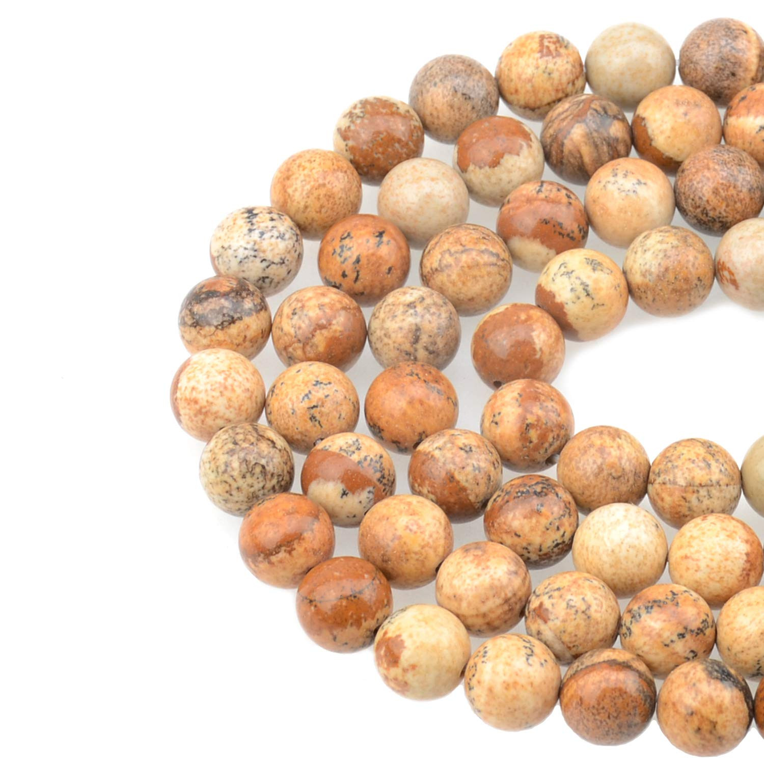 LPBeads 100PCS 8mm Natural Picture Jasper Gemstone Round Loose Beads for Jewelry Making with Crys... | Amazon (US)