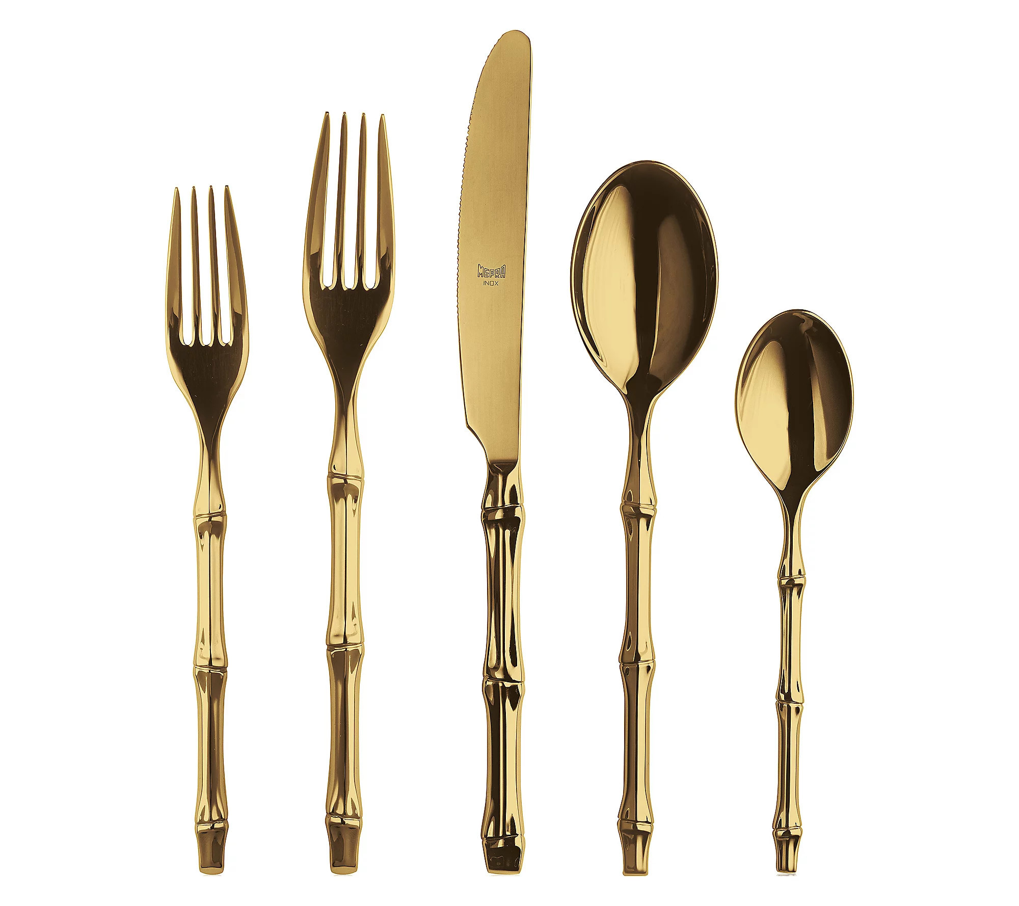 Mepra 20-Piece Bali Flatware Set- Gold | QVC