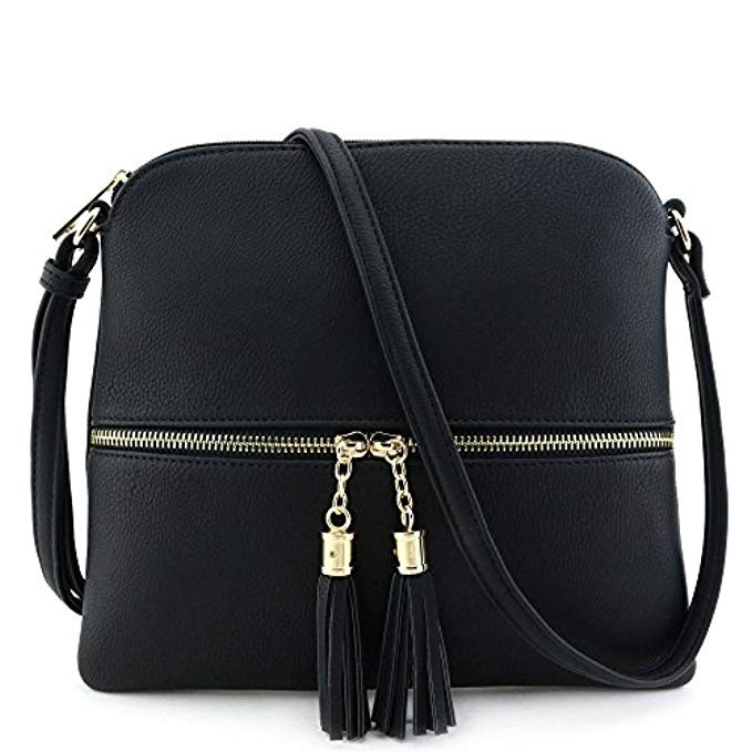 Lightweight Medium Crossbody Bag with Tassel | Amazon (US)