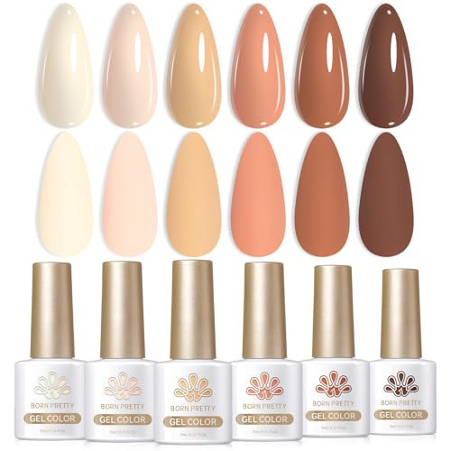 Born Pretty Nude Gel Nail Polish Brown Neutral Nude Pink Gel Polish Skin Tones Collection Soak Off LED Gel Nail Kit Manicure DIY Home | Amazon (US)