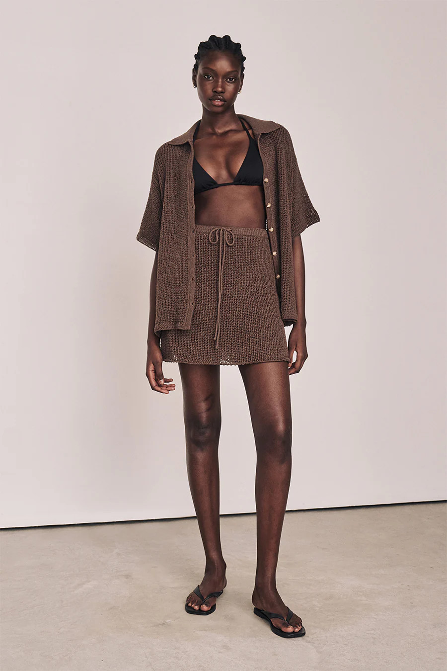 MARGOT CHOC KNIT CROCHET SHIRT | DISSH