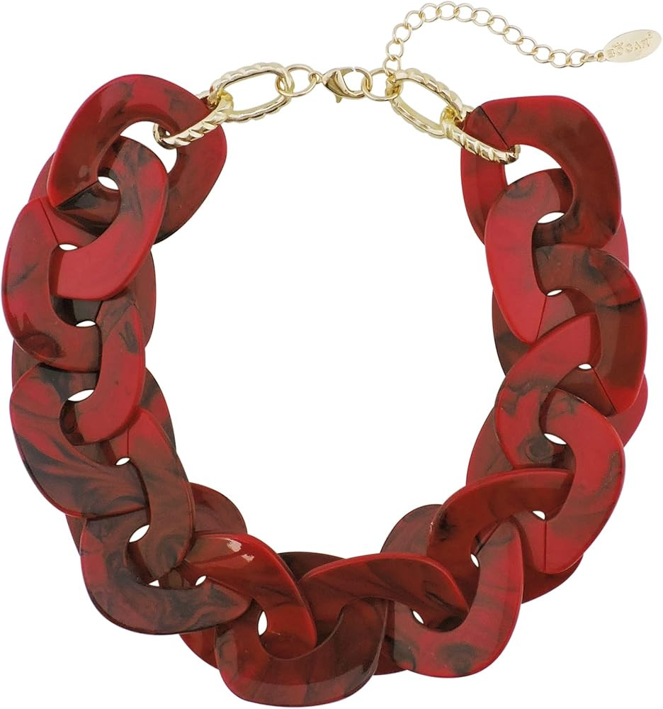 Bocar Statement Chunky Acrylic Cuban Choker Necklace Fashion Bib Collar Chain Necklace for Women(... | Amazon (US)
