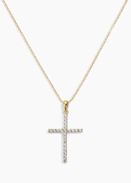Electric Picks Dove Cubic Zirconia Cross Necklace in Gold at Nordstrom | Nordstrom