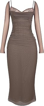 Women Sexy Backless Satin Maxi Long Sleeve Dresses Floral Print Dresses Slim Fit Elegant Long Dre... | Amazon (US)