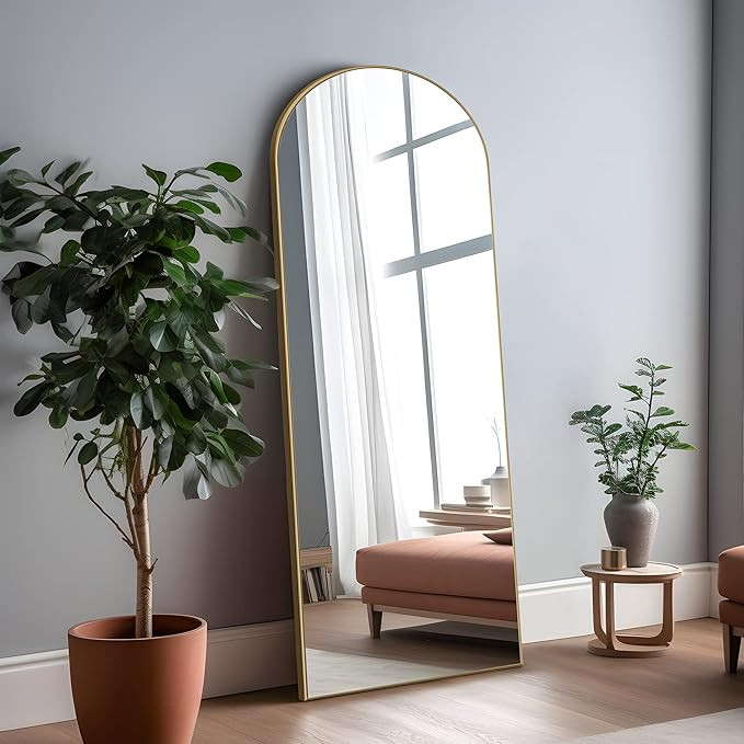 NeuType Arched Full Length Mirror 65"x22" Full Body Mirror Polymer Thin Frame Hanging or Leaning ... | Amazon (US)