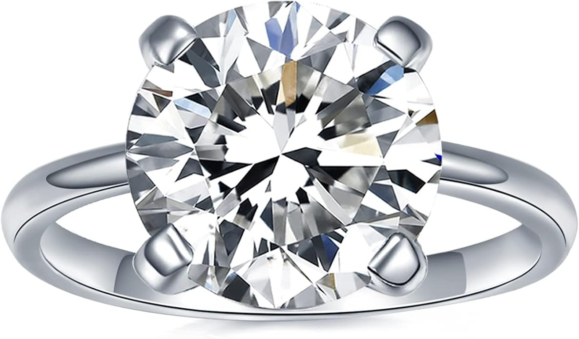 IMOLOVE Solitaire Moissanite Engagement Ring, 1CT D Color VVS1 Clarity, 925 Sterling Silver with ... | Amazon (US)