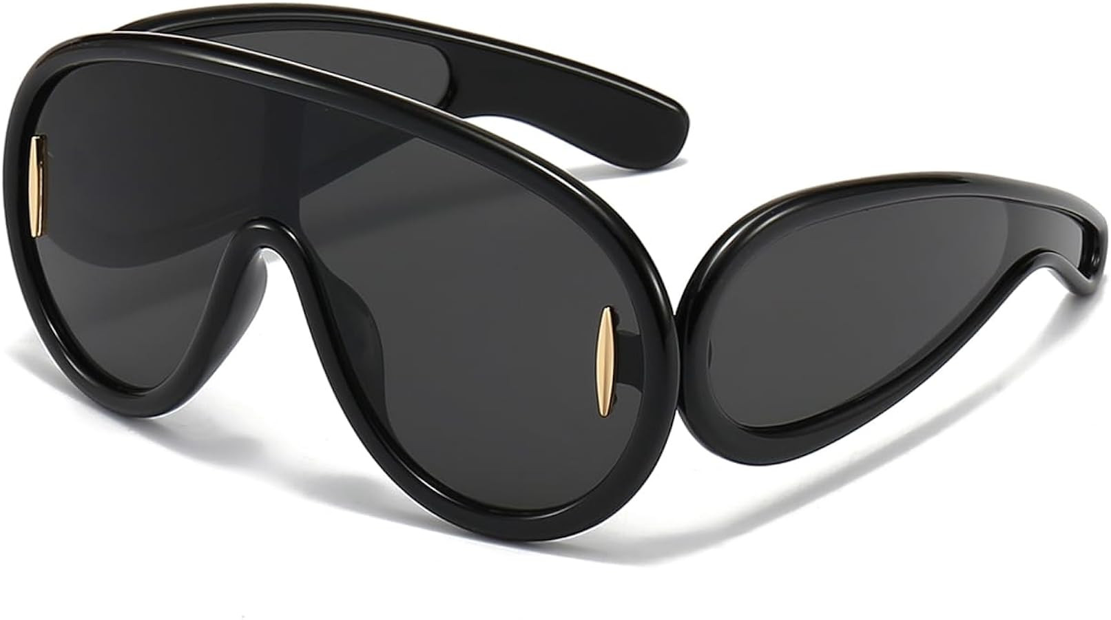Trendy Wave Mask Sunglasses for Women Men Oversized Shield Sun Glasses Fashion Designer Style | Amazon (US)