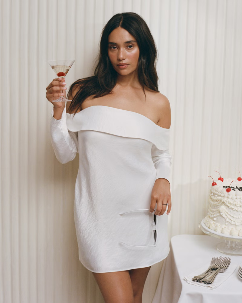 Women's Off-The-Shoulder Long-Sleeve Mini Dress | Women's Dresses & Jumpsuits | Abercrombie.com | Abercrombie & Fitch (US)
