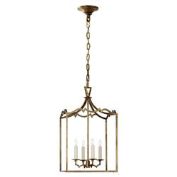 Visual Comfort Darlana Modern Classic Gilded Iron Fancy Lantern Pendant - Small | Kathy Kuo Home