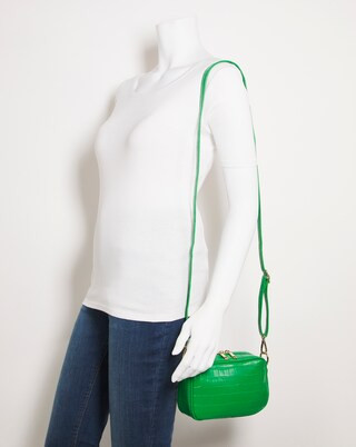 Green Mini Croc Double Zip Detail Cross Body Camera Bag | Simply Be (UK)