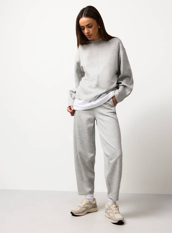 Light Grey Volume Sleeve Scuba Co-ord Sweatshirt XS | Tu Clothing