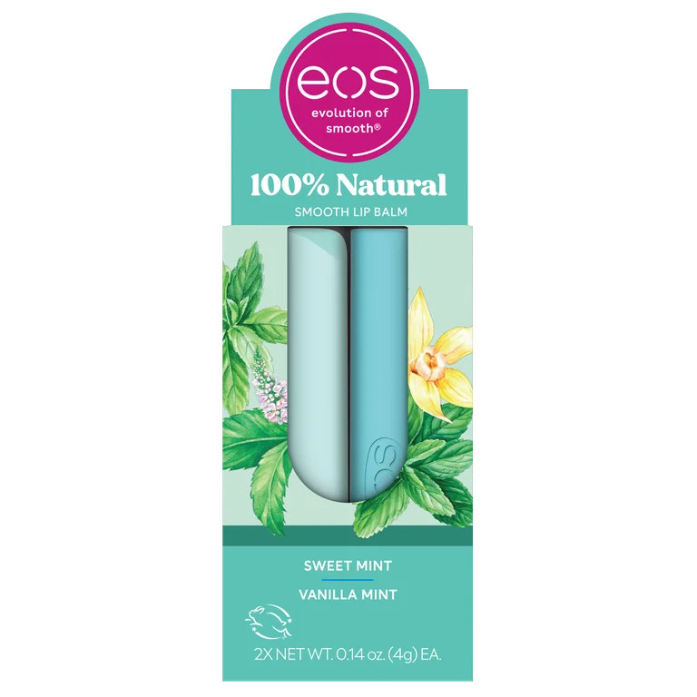eos 100% Natural Lip Balm,  Sweet Mint & Vanilla Mint, 0.14 oz, 2-Pack | Walmart (US)