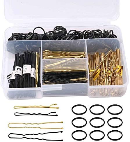 320 Pcs Bobby Pins U Hair Pins Set for Women Girls, Includes 200 Gold Black Different Shapes Hair... | Amazon (US)