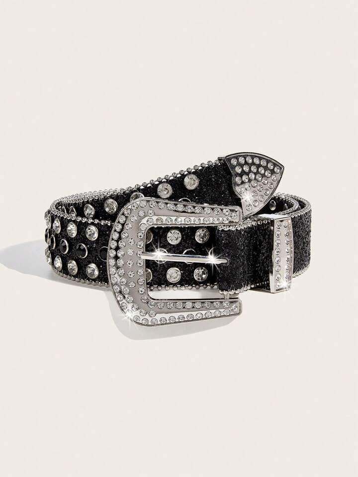 1pc Men's Heavy Duty Rhinestone Buckle Belt, Suitable For Parties And Daily Wear Party Halloween | SHEIN