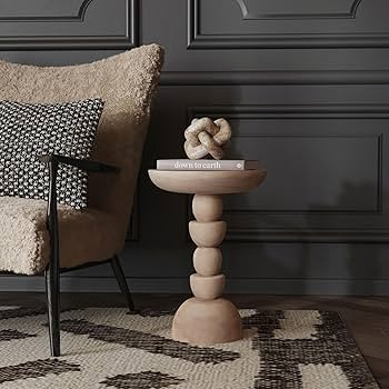 East at Main Handmade Artisan Solid Wood Sculptural Side Table, Round Pedestal End Table or Plant... | Amazon (US)