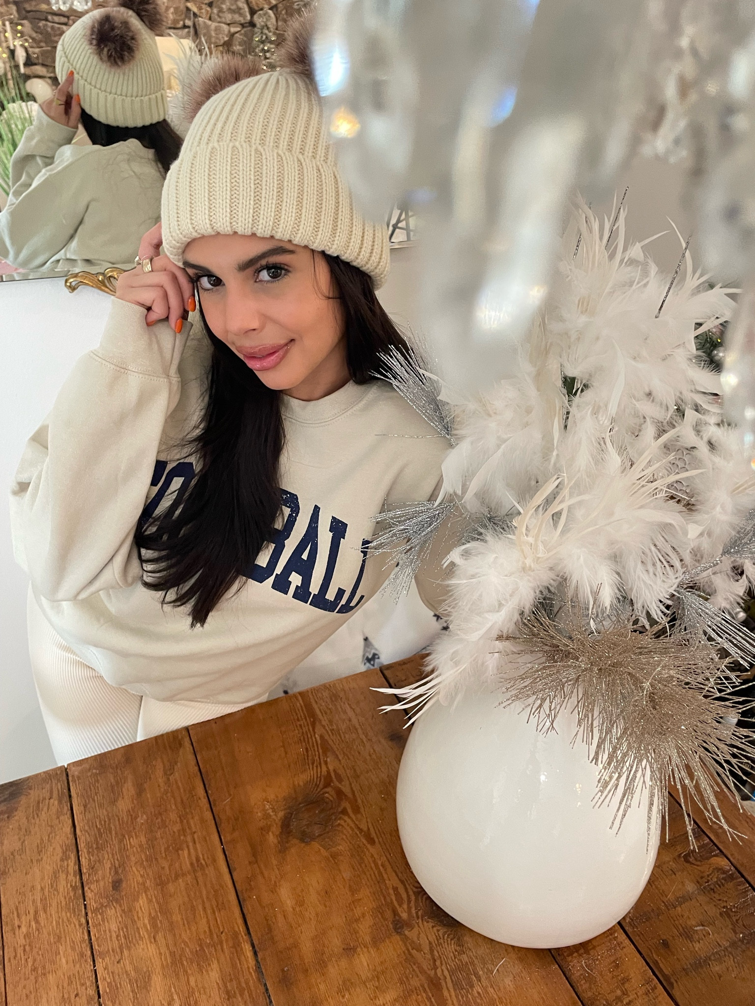 Sooo cute 🤎hat with Pom Pom and a football sweatshirt to feel cozy and comfort when you go to your next game 

#LTKtravel #LTKworkwear #LTKSeasonal