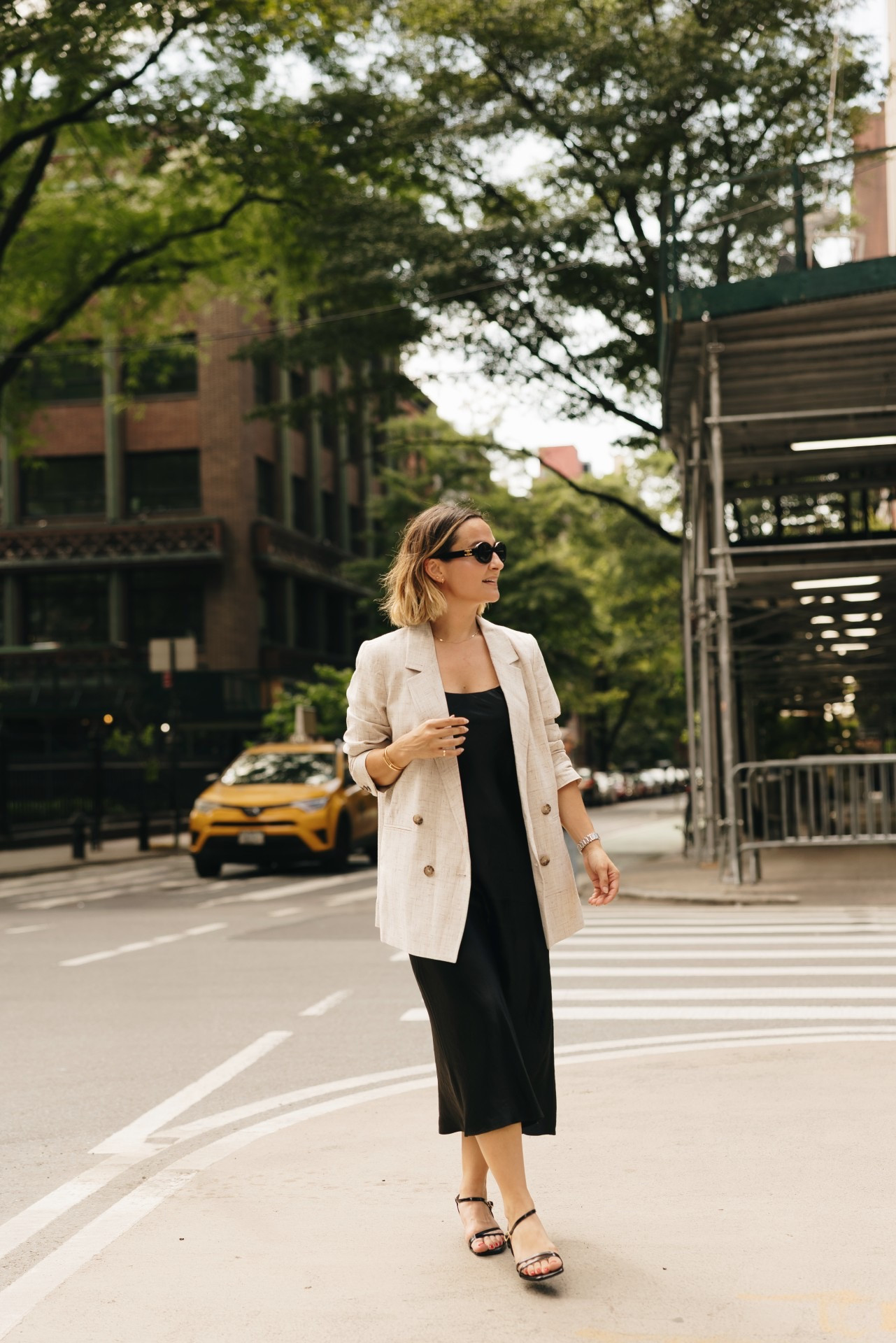 black slip dress with oversized blazer perfect going out look in the city  

 #LTKSeasonal #LTKTravel