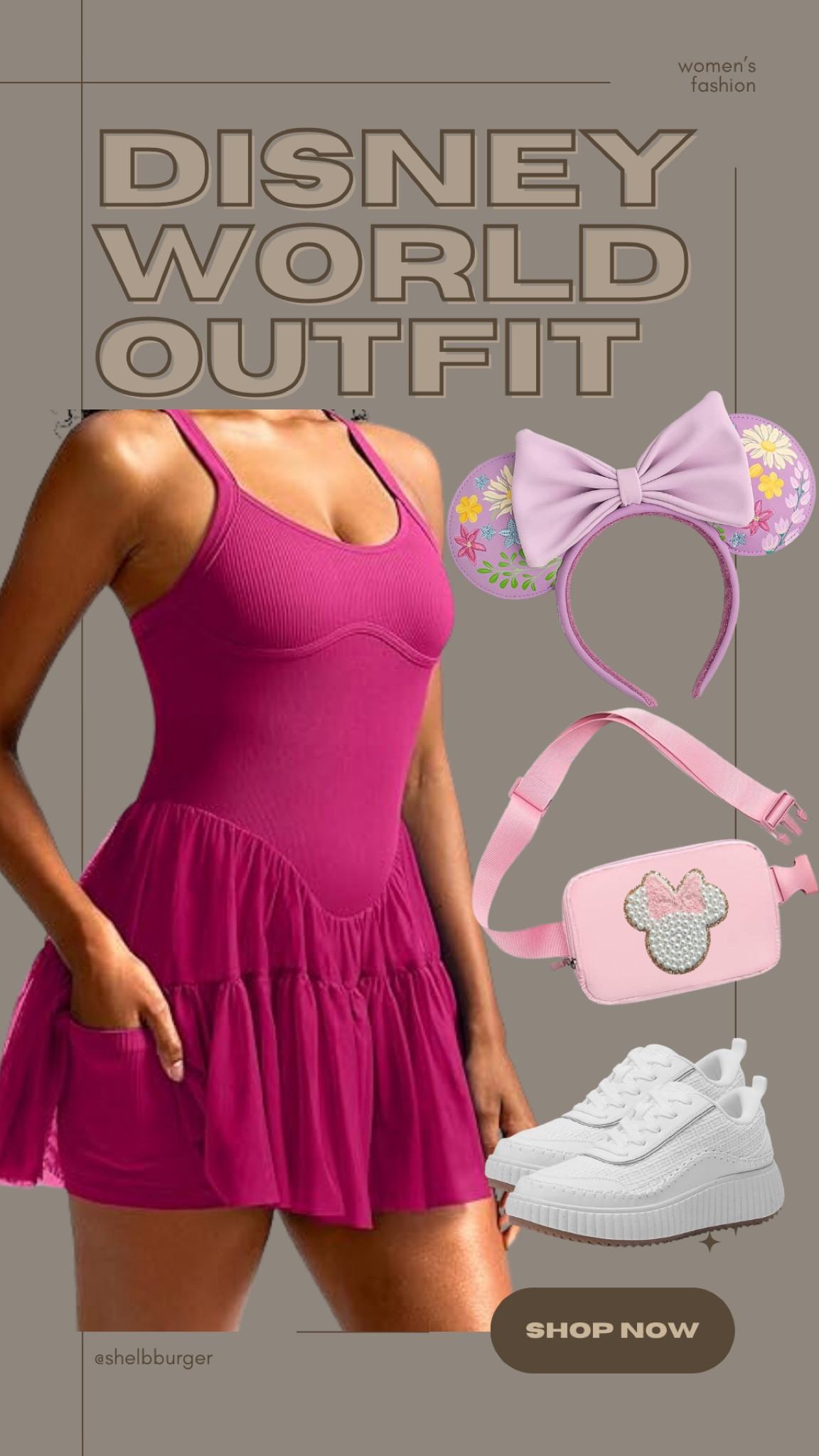 Disney World outfit all from Amazon

Tennis Dress with built in shorts and bra athletic dress with pockets 
Lounged floral Minnie Mouse ears
Belt bag with Minnie Mouse patch
Women’s chunky sneakers arch comfortable platform sneakers

#LTKTravel #LTKSaleAlert #LTKFindsUnder50