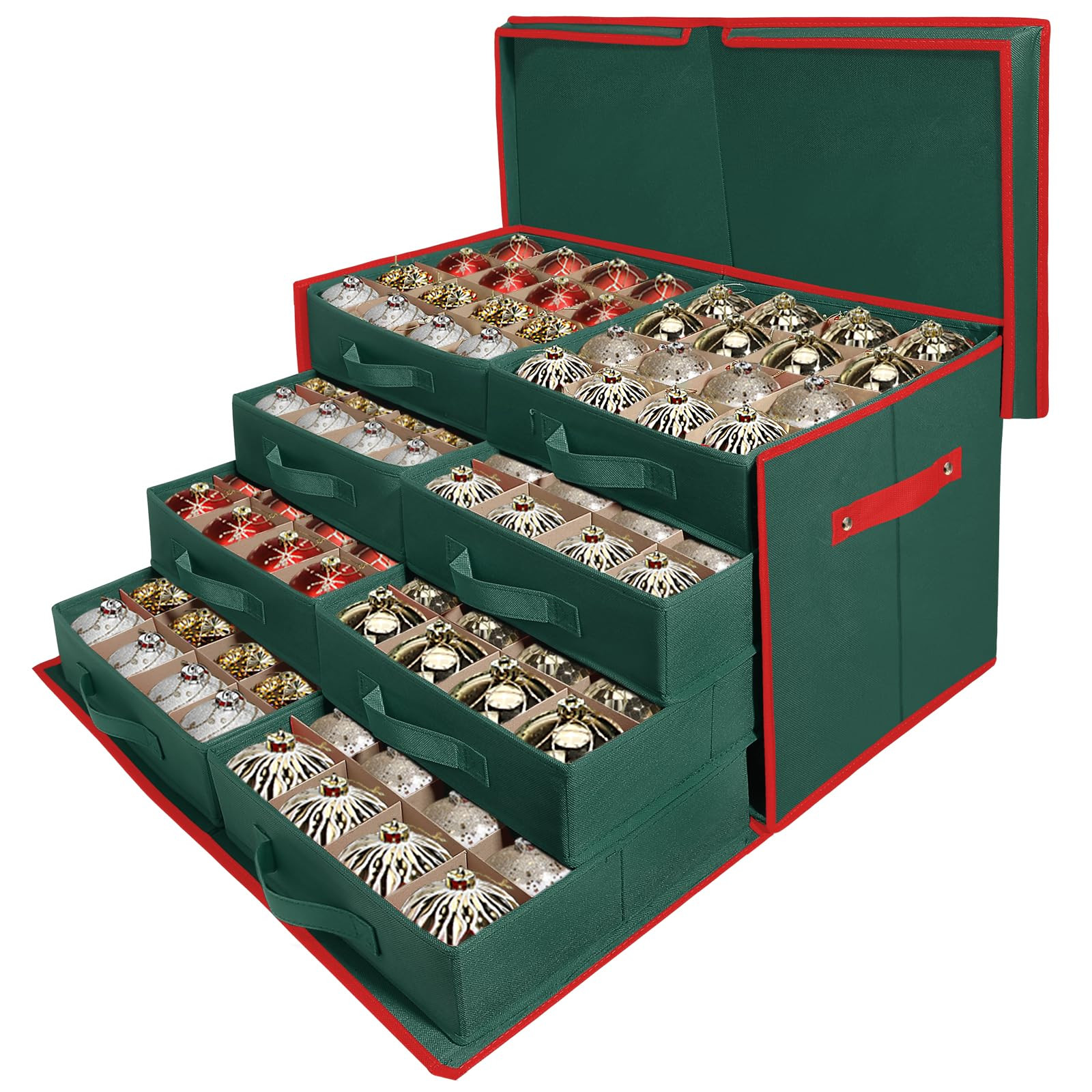 WDZREE Premium Large Christmas Ornament Storage,Box with Side Open, Drawer Style Trays -3" Compar... | Amazon (US)