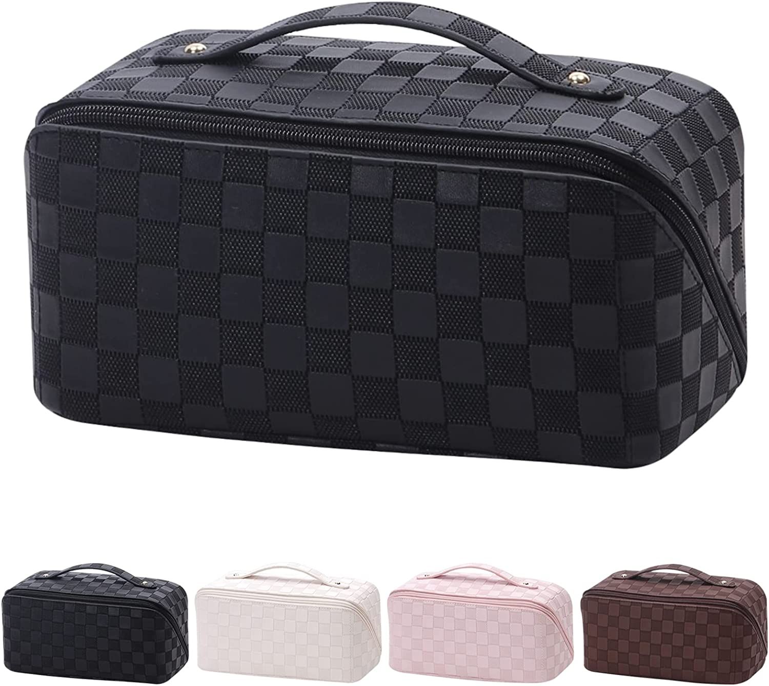 Large Capacity Travel Cosmetic Bag for Women with Portable Handle, Multifunctional Makeup Organiz... | Amazon (US)