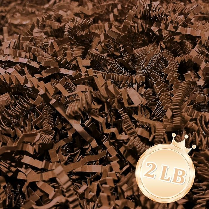 2 LB Brown Crinkle Cut Paper Shred Filler Great for Gift Wrapping, Brown Basket Fillers, Birthday, Gift Wrapping, Anniversary, Halloween Thanksgiving Christmas Party Decor Filling Supplies | Amazon (US)