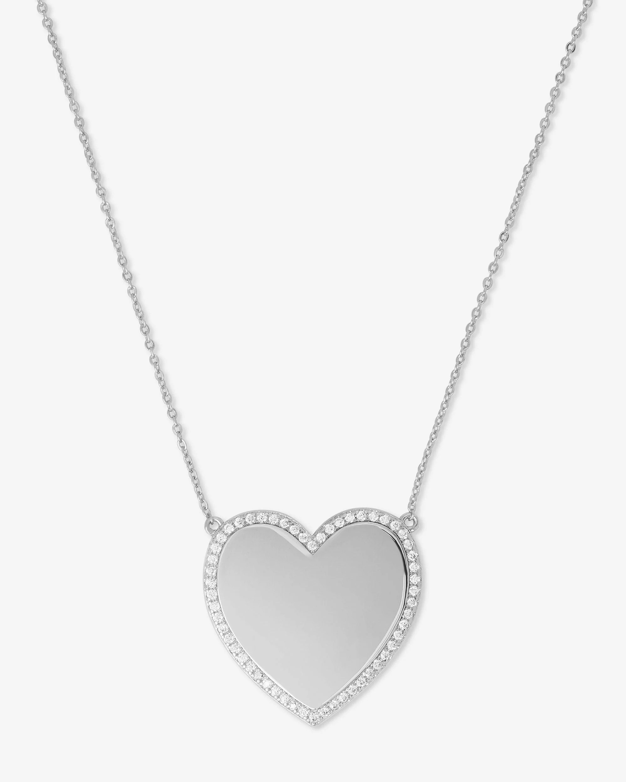 XL You Have My Heart Pavé Necklace 15"" - Silver|White Diamondettes | Melinda Maria Jewelry