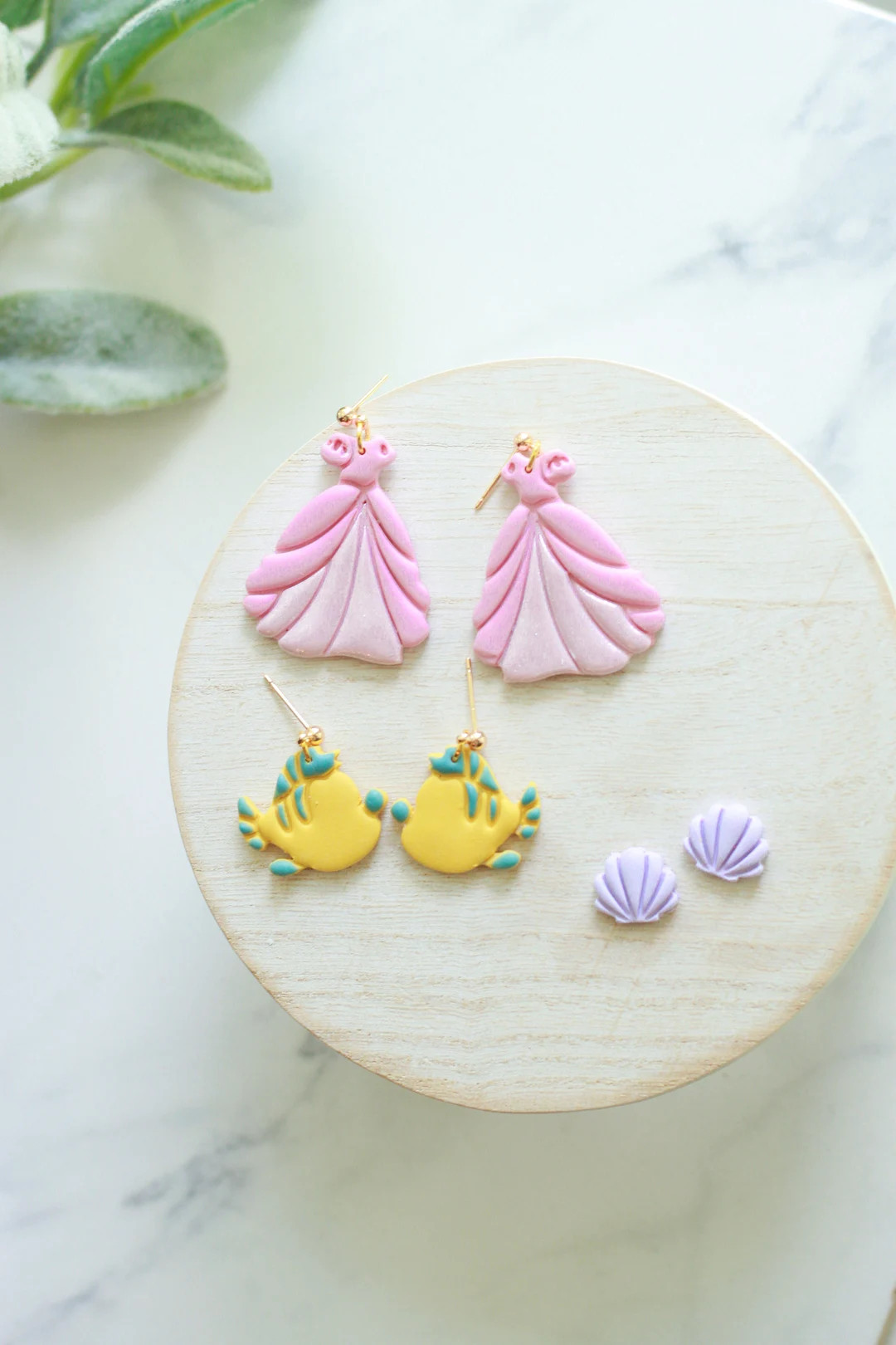 Ariel Polymer Clay Earrings Little Mermaid Inspired Clay Earrings Princess Dress Earrings Flounde... | Etsy (US)