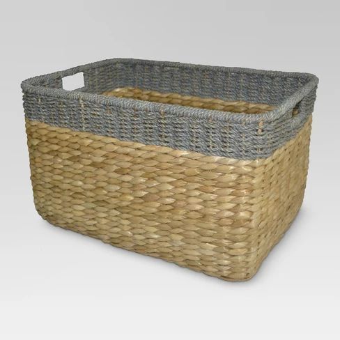 Seagrass Extra Large Rectangle Storage Basket with Gray Trim 13.25"x22" - Threshold™ | Target