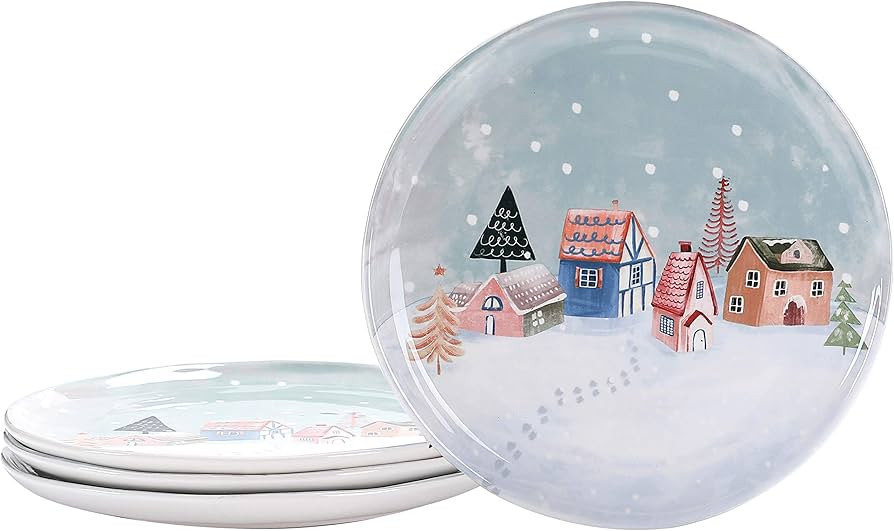Bico Nordic Village 11 inch Dinner Plates, Set of 4, for Pasta, Salad, Maincourse, Microwave & Di... | Amazon (US)