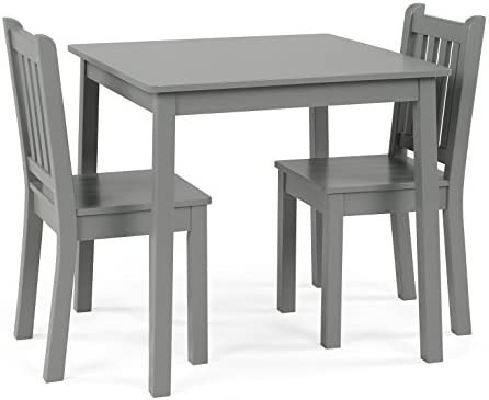 Humble Crew, Grey Kids Wood Table and 2 Chairs Set, Square | Amazon (US)