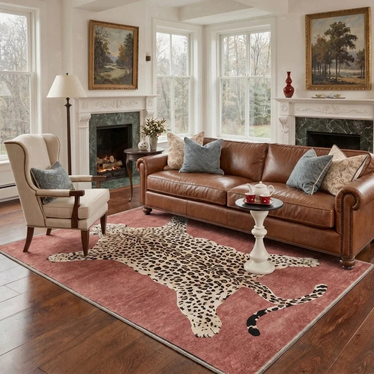 GENIMO 4'x6' Area Rug for Living Room, Washable Non Slip Soft Animal Print Rug for Bedroom Dining... | Walmart (US)