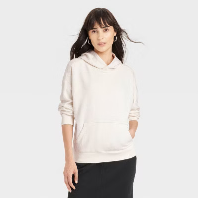 Women's Leisure Studio Hooded Pullover Sweatshirt - Universal Thread™ Cream L | Target