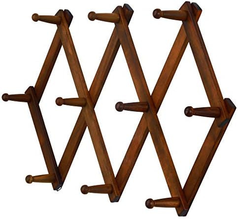 Dseap Accordian Wall Hanger: Wooden Coat Rack Wall Mounted, Hat Racks for Baseball Caps, Mug Rack... | Amazon (US)