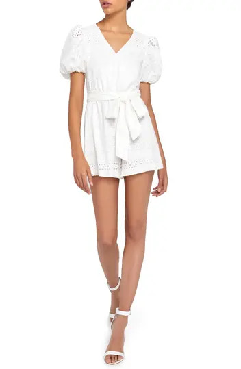 Paulina Puff Sleeve Wrap Romper | Nordstrom Rack