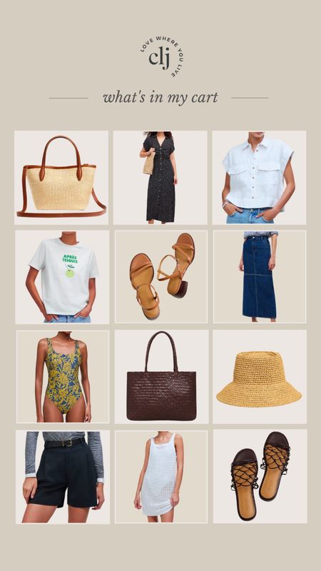 What’s in my cart - Madewell

Copy the code below to get 20% off your order!

Woven bag, shirt dress, button down shirt, après tennis tee, strappy block heel sandals, denim maxi skirt, one piece swimsuit, straw bucket hat, pleated shorts, swim cover up, mesh sandals