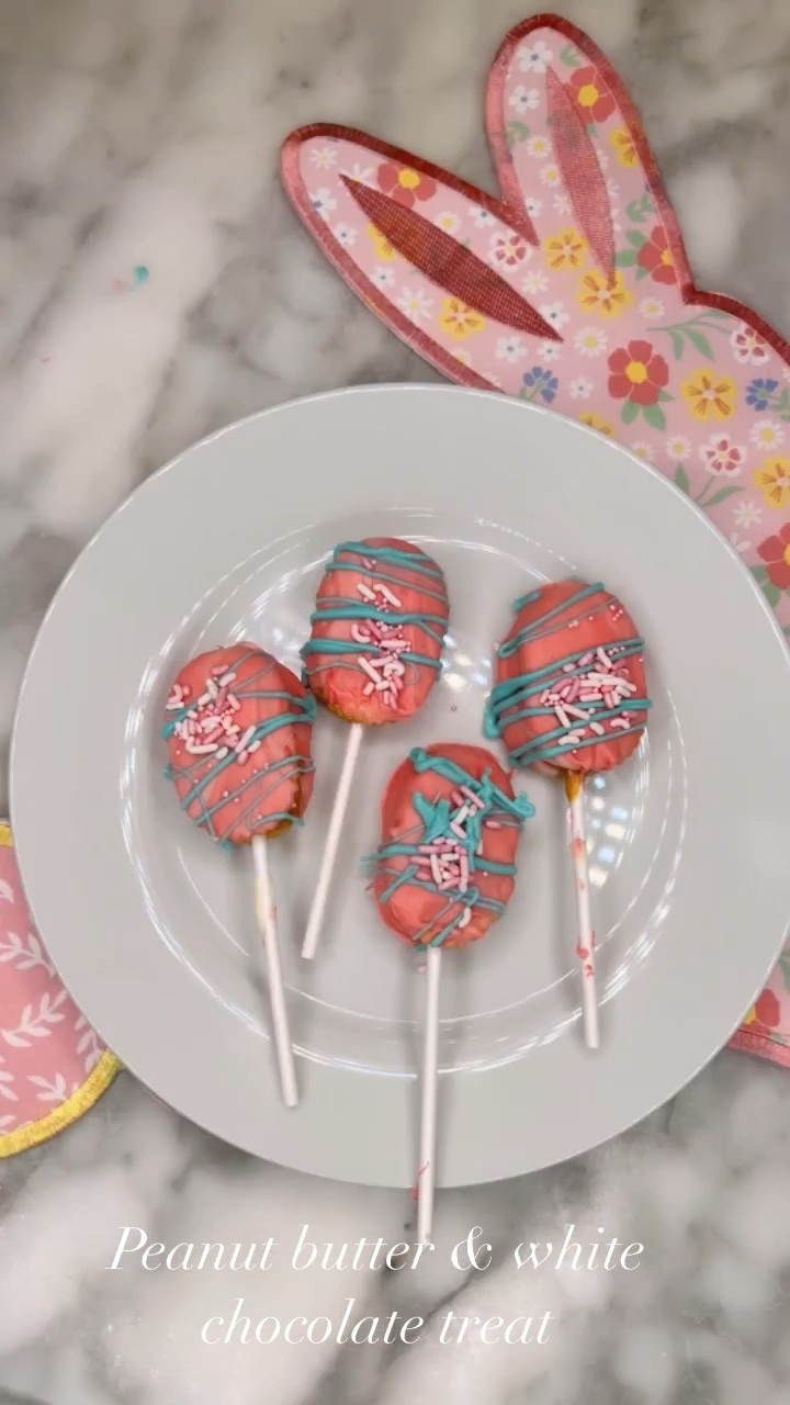 Easter Treats
Townhouse crackers
Peanut butter
White chocolate bark (melted)
Candy sticks
Food coloring of your choice
Sprinkles are optional but so cute!

Sandwich two crackers together using peanut butter and insert candy stick. Freeze them for about 30 minutes. Melt your white chocolate and add in food coloring. Dip your peanut butter crackers into melted white chocolate and decorate. These will be great for Easter but also gender reveals as well!